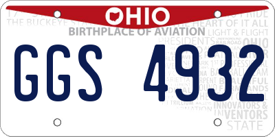 OH license plate GGS4932