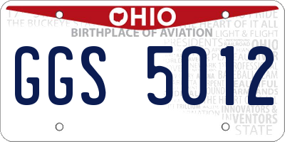 OH license plate GGS5012