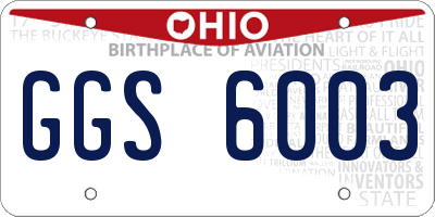 OH license plate GGS6003