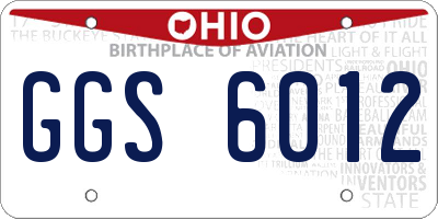 OH license plate GGS6012