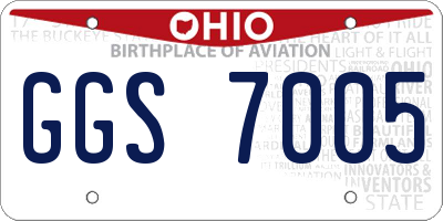 OH license plate GGS7005
