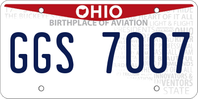 OH license plate GGS7007