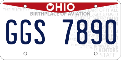 OH license plate GGS7890