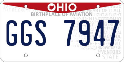 OH license plate GGS7947