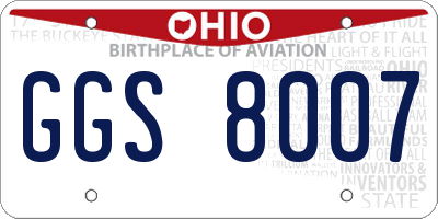 OH license plate GGS8007