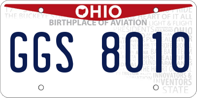OH license plate GGS8010