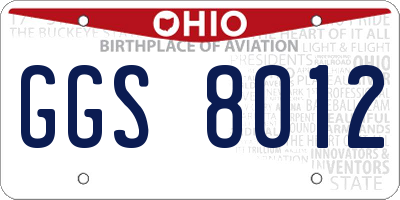OH license plate GGS8012