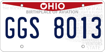 OH license plate GGS8013