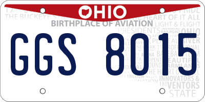 OH license plate GGS8015
