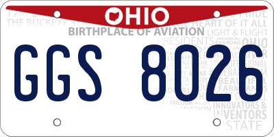 OH license plate GGS8026