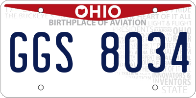 OH license plate GGS8034