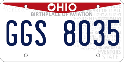 OH license plate GGS8035