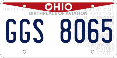 OH license plate GGS8065