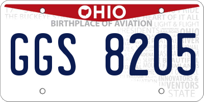 OH license plate GGS8205