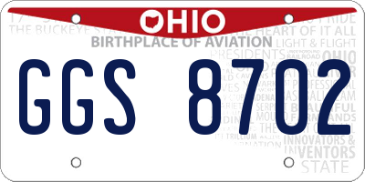 OH license plate GGS8702