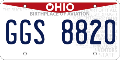 OH license plate GGS8820