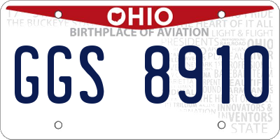 OH license plate GGS8910