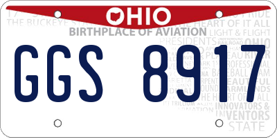 OH license plate GGS8917