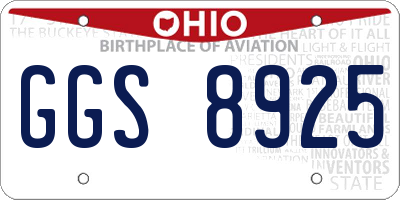 OH license plate GGS8925