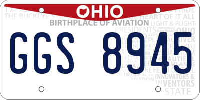 OH license plate GGS8945