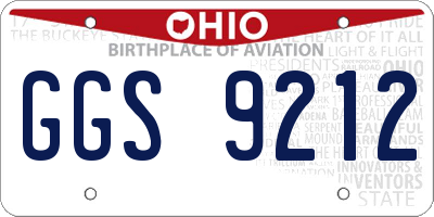 OH license plate GGS9212