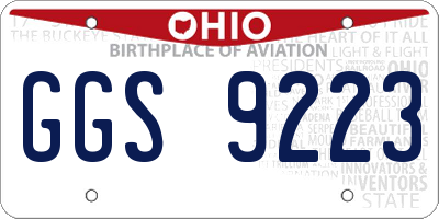 OH license plate GGS9223