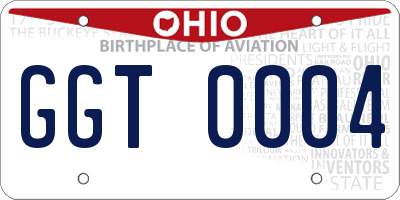 OH license plate GGT0004