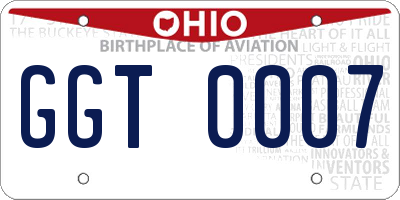 OH license plate GGT0007
