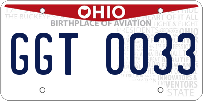 OH license plate GGT0033