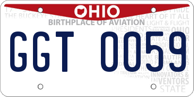 OH license plate GGT0059