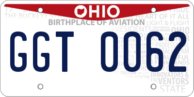 OH license plate GGT0062