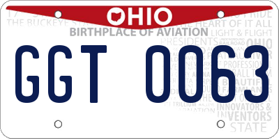 OH license plate GGT0063