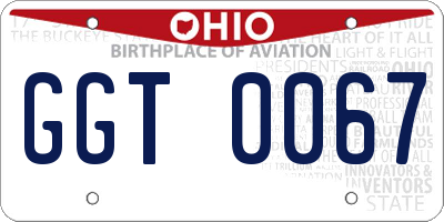 OH license plate GGT0067