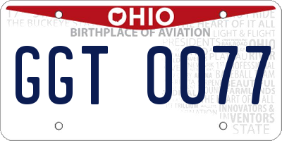 OH license plate GGT0077