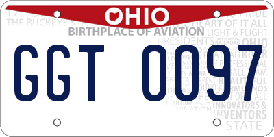 OH license plate GGT0097