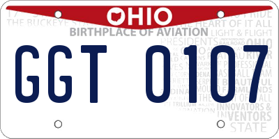 OH license plate GGT0107