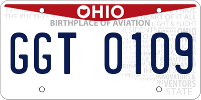 OH license plate GGT0109