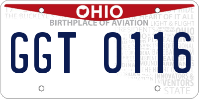 OH license plate GGT0116