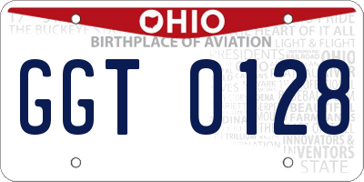 OH license plate GGT0128