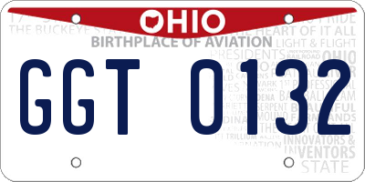 OH license plate GGT0132