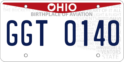 OH license plate GGT0140