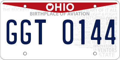 OH license plate GGT0144