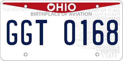 OH license plate GGT0168
