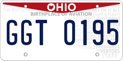 OH license plate GGT0195