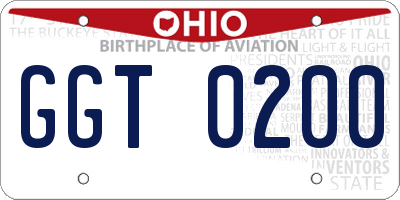 OH license plate GGT0200