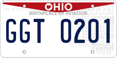 OH license plate GGT0201