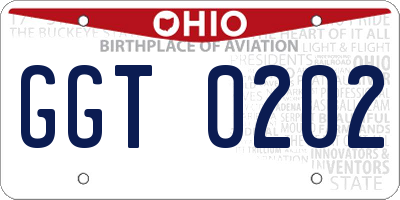 OH license plate GGT0202