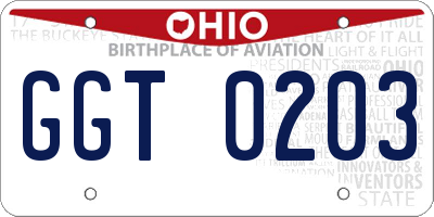 OH license plate GGT0203