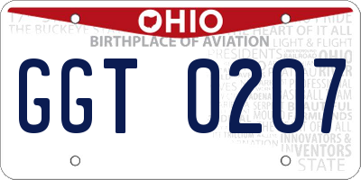 OH license plate GGT0207