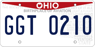 OH license plate GGT0210